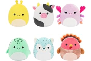 Micromallows Squishmallows Original 6-Pack – Cailey Crab, Cole Turtle, Connor Cow, Gavi Turkey, Hasani Hedgehog, Zarina Banana Slug