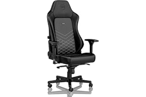 ‎NOBLECHAIRS noblechairs Hero Gaming Stuhl 150 kg Belastbarkeit, PU-Kunstleder Bürostuhl Ergonomisch, Schreibtischstuhl Schwarz/Platinweiß, PC Drehstuhl mit Rollen, Gamer Sessel, Inklusive Kissen