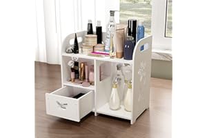 Mikytoper Makeup Organiser with Drawers, Multifunctional White Cosmetic and Skincare Organizer for Bedroom Bathroom, Countertop Storage Organiser Assembly Kit with Instruction (D-tall)