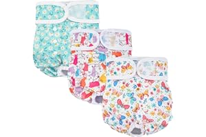 Cotemdery Dog Nappies Female for Season, 3 Pack Washable Puppy Diapers, Highly Absorbent Dog Pants & Belly Bands for Dogs, Doggy Knickers for Incontinence, Reusable Dog Period Nappies with Soft Pads
