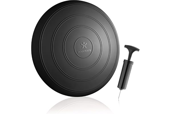 BODYMATE Coussin d'équilibre Comfort Ø33cm + Pompe Incluse - Coussin Gonflable pour Core Training, Fitness, rééducation