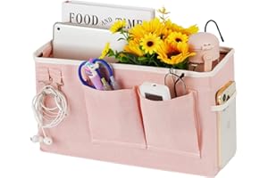 Fittoway Betttasche Bett Organizer Hängetasche Hochbett Aufbewahrungstasche für Buch, Magazin, Spielzeug, Handy, Kopfhörer (Rosa)