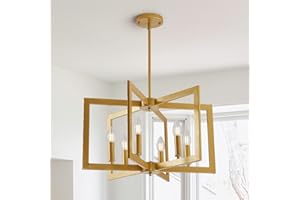HVKVHVY Vintage Lampadari Plafoniera, E14 Geometrica Farmhouse Lampada A Sospensione 6 Luce Industriale Metallo Plafoniera Luci Soggiorno Per Cucina Isola Ingresso Sala Da Pranzo (Oro)