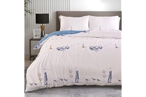 Nimsay Home Beachcomber Nautical Print Cotton Duvet Cover Set with Two Pillowcases - King