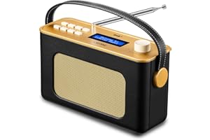 UEME Retro DAB/DAB+ FM Wireless Portable Radio with USB Rechargeable Battery and Bluetooth (Black)