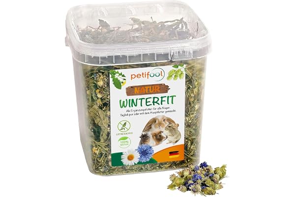 petifool Vinterfit 430 g – kompletteringsfoder för gnagare – naturligt gnagarfoder för kaniner, marsvin, hamstrar, chinchilla