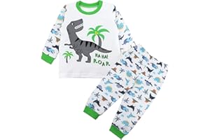 SAMGU Pigiama da 2 Pezzi di Dinosauro per Bambino Maniche Lunghe per Ragazzi Cotone Due Pezzi Impostato 1-5 Anni