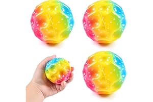 Qooloo 3 Pieces Moon Balls, Space Balls, Mini Bouncing Ball Toy, Ultra High Bouncy Balls and Sounds Meteor Spaceball, Rubber Bounce Ball Sensory Ball, Sport Training Ball for Indoor Outdoor Play