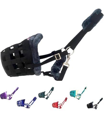 Museruola Per Cavalli Teddy - In Pile E Nylon, Regolabile, Confortevole, Nera - Foto 4