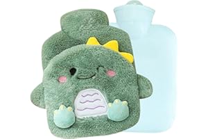 Bouillotte pour enfants, bouillotte avec housse moelleuse, bouillotte en forme d'animal, bouillotte avec housse, bouillotte amovible et lavable, pour enfants et adultes - Maintient au chaud