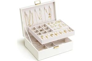 Vlando portagioie donna - portagioie grande con Vassoio Rimovibile per Anelli, Orecchini e Collane, Idee Regalo per Donne e Ragazze