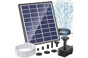 POPOSOAP Solar Bird Bath Fountain Pump, 6W Outdoor Solar Water Fountain Pump for Bird Bath with 4ft Tubing & 5 Nozzles, DIY Solar Powered Water Fountain for Garden, Ponds, Pool and Fish Tank