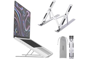 Voomy Support Ordinateur Portable, Support PC Portable à 6 Niveaux Réglables, Rehausseur Ordinateur Portable, Compatible avec Tous Les Ordinateurs Portables et Tablettes de 9 à 16", Argent