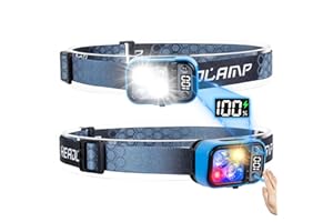 PEAKRO Torcia Frontale LED Ricaricabile 2 pezzi 1500 Lumen Lampada Frontale con Luce Bianca/Calda/Rossa, Luce Frontale Sensore Usb-C Mini Lampada da Testa Impermeabile per Campeggio,Jogging,Pesca