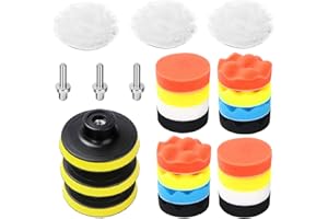 BRYZE 25 Pack 3 Inch Polishing Pads Set with M10 Drill Adapter, Sponge Buffing Pads Kit for Car Polishing, Waxing, Scratch Removal