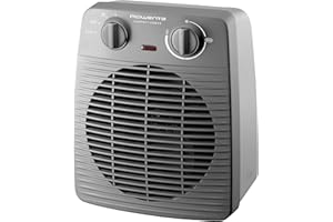 Rowenta Compact Power Heizlüfter, 2 Leistungsstufen, kompakte Abmessungen, Thermostat, Kühlstufe, Tragegriff, Grau, SO2212F0