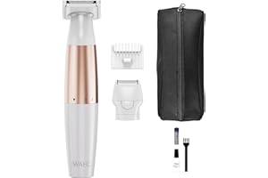 WAHL Trim & Shave, tondeuse pour femmes, rasoir pour femmes, épilation, maillot et aisselles, coupe douce, coupe personnelle, soins polyvalents, sans fil, facile à transporter, blanc