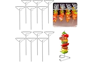 SOPHISTICATE Lot de 12 Brochettes à Roulade Aiguilles de 10 cm Pique a Brochette Inox pour Friteuse à Air Brochettes à Viande en Acier Inoxydable Réutilisables pour la Viande les Légumes le Pain Bâti pour Barbecue