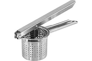 GEEZY Stainless Steel Potato Ricer Masher – Fruit Press, Vegetable Crusher, Baby Food Masher & Puree Maker for Smooth Mash – Dishwasher Safe Kitchen Accessories, Easy Gadgets & Tools for Cooking