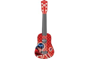 Lexibook, Miraculous Ladybug Chat Noir, Ma première Guitare Acoustique, 6 Cordes en Nylon, 53 cm, Guide d'apprentissage Inclus, Rouge/Noir, K200MI