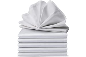 SIDORENKO Loco Bird serwetki materiałowe białe 40 x 40 cm z krawędzią atlasową 6 sztuk - adamaszkowe serwetki z materiału - 100% bawełna - wysokiej jakości serwetki bawełniane, serwetki weselne, serwetki stołowe