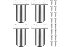Zhujiehigh 4 Pcs Adjustable Cabinet Legs, 2 Inch Furniture Feet for Chair, Desk, Bed, Sofa, Kitchen Cabinet, Round Metal Table Legs, Silvery/80mm
