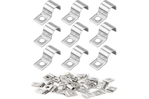 SHUOHONG 50 Piezas Abrazaderas Metalicas de Tubo en U, Abrazaderas Metalicas para Tubos, Grapas para Cables Pared, Abrazaderas de Acero Inoxidable, Abrazaderas Para Tubos para Cable Ø 10 mm
