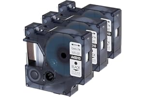 ‎OOZMAS Oozmas Kompatibel mit Dymo D1 Etikettenband 45010 a45010 12mm x 7m Schwarz auf Transparent, Clear Etikettenband Kompatibel mit Dymo LabelManager LM160 LM210D LM260P LM280 LM360D LM420P, 3er-Pack