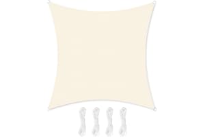 SONGMICS Żagiel przeciwsłoneczny 5 x 5 m, ochrona przed słońcem z tkaniny HDPE, przepuszczająca powietrze, przepuszczająca wodę, na taras, do ogrodu, na balkon, kemping, kwadratowy, wklęsły, linka 2