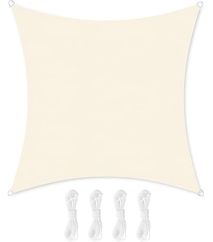 Zonneschermzeil Ademende HEPE-stof 2 x 5.5 m UV bescherming Schaduwnet Schaduwdoek met 4 Touwen Duurzaam Perfect voor Patio Tuin Achtertuin, Wit Zonneschermzeil Ademende HEPE-stof 2 x 5.5 m UV bescherming Schaduwnet Schaduwdoek met 4 Touwen Duurzaam Perfect voor Patio Tuin Achtertuin, Wit
