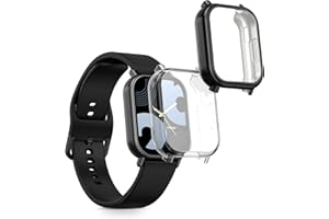 kwmobile 2x etui do smartwatcha kompatybilne z Xiaomi Redmi Watch 5 Lite etui - silikonowe etui - etui do trackera aktywności w kolorze przezroczystym/czarnym