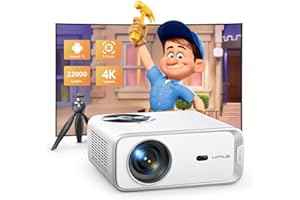 【Netflix/Android TV Integrato】Proiettore 4K Supporta, 22000 Lumen 1080P Full HD, WiMiUS Videoproiettore WiFi Bluetooth, E-Focus/Auto Keystone per Home Cinema [Fornito con Treppiede]