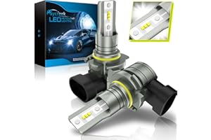 Sycreek Bombillas 9012 HIR2 LED Coche, 16000LM 6500K Blanco Frío IP68 Impermeable Coche Faros Delanteros Plug y Play,Reemplazo de Halógena y Xenón Kit,2 Lámparas 9012