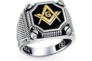 BLING JEWELRY Grande Bague Pour Homme Avec Boussole En Incrustation Noire Unie À Trois Tons Fleur De Lys Maçonnique En Or Oxydé .925 En Argent Sterling