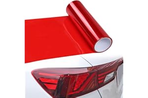 VCSJW Film De Phare 120x30cm, Teinté Voiture Rouge Transparent, Autocollants Vinyle Pour Phares Arrières Et Feux Antibrouillard