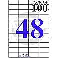 VCR A4 Size White Self Adhesive Label/Sticker for Printer (Inject/Copier/Laser) - 48 Sticker Per Sheet - 100 Sheets Pack