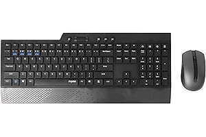 RAPOO Teclado y ratón inalámbrico con QWERTY portugués (Combo Teclado y ratón con tecnología multimodo Bluetooth y 2.4GHZ, ratón óptico con 1.600 dpi) Negro, 00192494