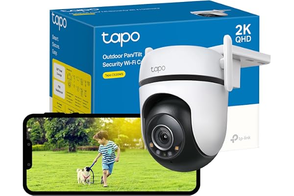 Tapo C520WS 2K QHD 4MP Outdoor Pan/Tilt Security Smart Wi-Fi Camera,IP66 Weatherproof, AI Detection,360° Visual Coverage,Starlight Colour Night Vision, Works with Alexa&Google Home