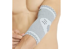 NEOtech Care Elbow Support - Bamboo Fibre & 3D Knitted Fabric - Elastic & Breathable - for Golf, Tennis, Sports - Right or Left Arm (Grey, 1 Unit, Size XL)