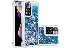COTDINFOR Compatible with Xiaomi Redmi Note 11 Pro Funda Carcasa Brillante liquida Arena Movediza TPU Suave Silicona Protectora Phone Cover Fundas Case para Redmi Note 11 Pro TPU Love Blue YBWTLS.
