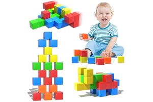 YLMKDE Baby Toys,32pcs Magnetic Building Blocks for Toddlers, Large Construction Cube Toys for Kids, Preschool Baby Learning Educational Sensory Montessori Toy for 1 2 3 4 5 6 7 Boys & Girls