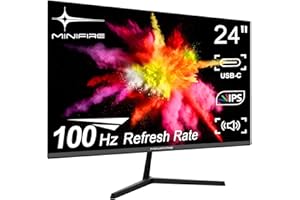 ‎MINIFIRE Minifire 24 Zoll USB-C Monitor mit Lautsprecher, 100Hz, IPS, FHD 1080P Adaptive Sync PC Bildschirm, HDMI USB-C Anschlüsse (MF24X3 USB-C Kabel im Lieferumfang enthalten)