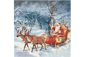 SERVIETTEN WEIHNACHTEN Paper + Design Lot de 20 serviettes de Noël tabletop Santa ON Tour - 33 x 33 cm