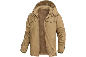 Lonya Chaqueta Hombre Tipo Bómber Invierno Militar Cazadora Jacket Chaquetas de Trabajo Forro de lana Bolsillos Múltiples Cortaviento Casual Cálida de Algodón Cortavientos con Capucha
