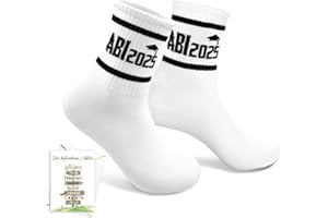 GLUCKGESCHENK Abitur 2025 Gifts for Girls Boys, Graduation Socks with Greeting Card, Graduation Passed Exam Matura School Graduation Gift Lucky Charm, Graduation Card, Tennis Socks Sports Socks Size 38-46