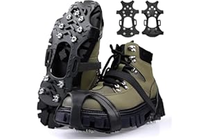 MTSKAEO Crampones Nieve Hielo,Crampones para Botas De Senderismo,Tacos de Hielo Tracción Antideslizante