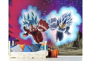 Oedim Carta da parati Dragon Ball Super Goku e Vegeta, prodotto ufficiale, decorazione per la casa, decorazione per pareti, murale, DBS