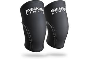 BREAKING LIMITS Ginocchiera Powerlifting - Ginocchiere Palestra a Compressione per Allenamento con Pesi, Crossfit, Sollevamento Pesi, Squat - Neoprene 7 mm (XL)