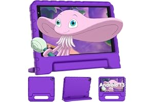 FACETEL Tablette Enfants 8 Pouces Android 13 Tablette 7Go RAM + 64Go ROM（TF/512Go Tablette avec GMS Certified WiFi Contrôle Parental WiFi avec Double Caméra Tablettes avec Étui Anti-Chute - Violet