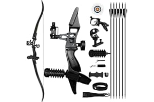 REAWOW Arc de Chasse Ensemble Adulte Arcs de tir à l'arc 35Lbs Takedown Arc Classique Flèche Set Convient pour la Pratique de la Cible de Chasse en Plein air à l'arc Droit